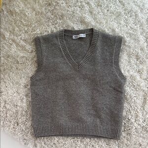 Zara Charcoal Knit v neck Sweater Vest